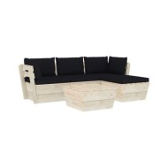 Salon de jardin palette 5 pcs avec coussins Épicéa imprégné