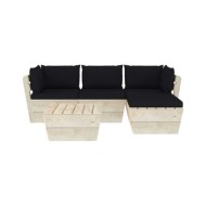 Salon de jardin palette 5 pcs avec coussins Épicéa imprégné