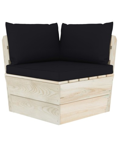 Salon de jardin palette 5 pcs avec coussins Épicéa imprégné