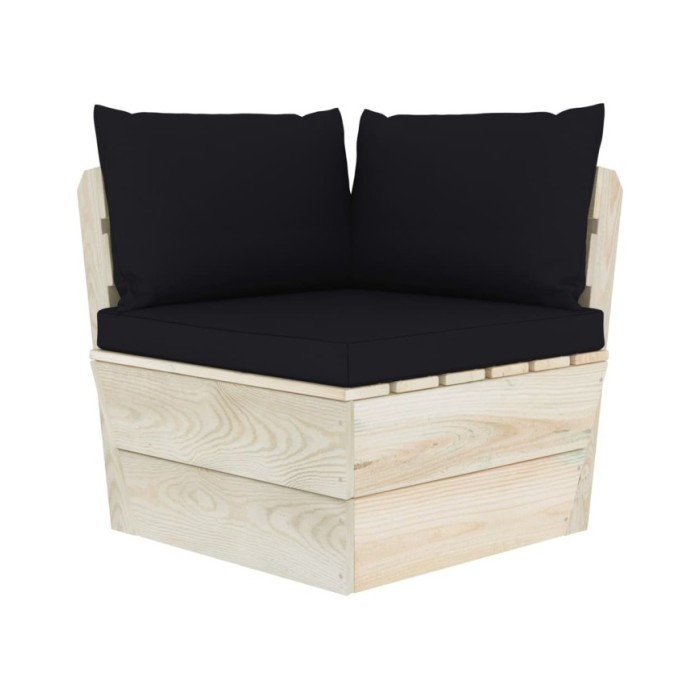Salon de jardin palette 5 pcs avec coussins Épicéa imprégné