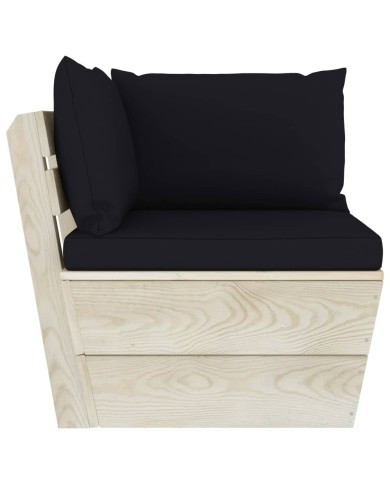 Salon de jardin palette 5 pcs avec coussins Épicéa imprégné