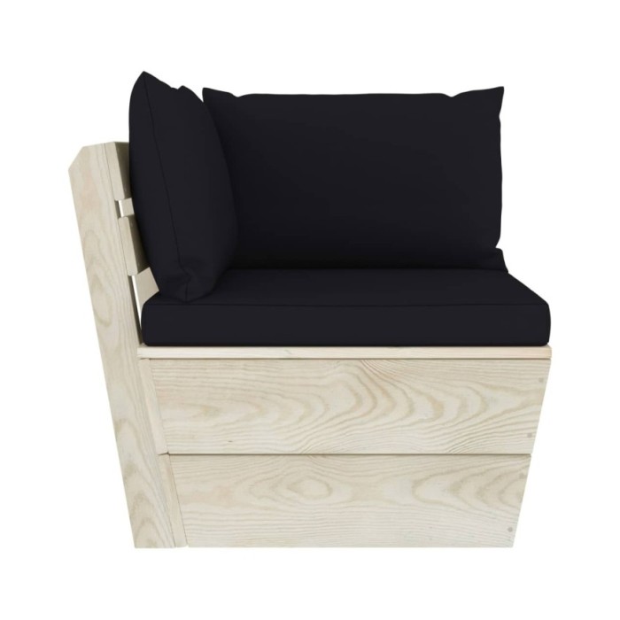 Salon de jardin palette 5 pcs avec coussins Épicéa imprégné