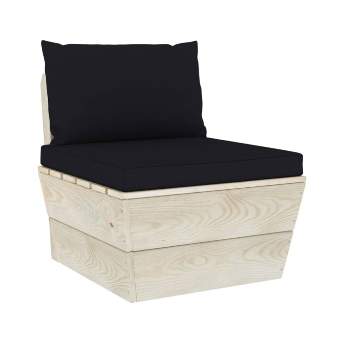 Salon de jardin palette 5 pcs avec coussins Épicéa imprégné