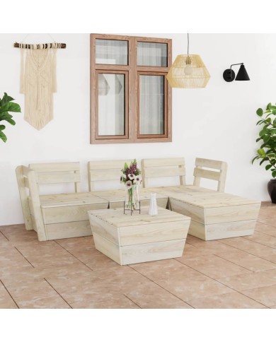 Salon de jardin palette 5 pcs Bois d'épicéa imprégné