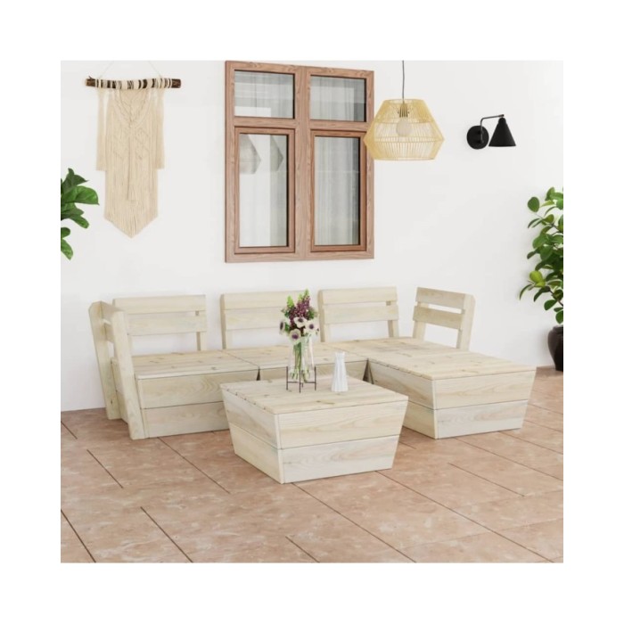 Salon de jardin palette 5 pcs Bois d'épicéa imprégné