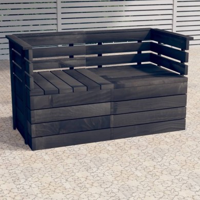 Canapé palette de jardin 2 places Gris foncé Bois de pin massif
