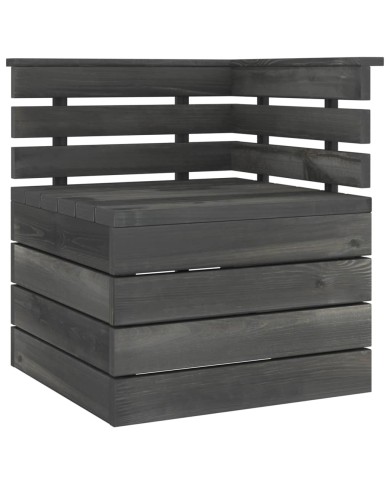 Canapé palette de jardin 2 places Gris foncé Bois de pin massif