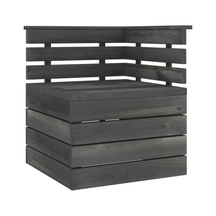 Canapé palette de jardin 2 places Gris foncé Bois de pin massif