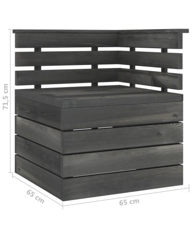 Canapé palette de jardin 2 places Gris foncé Bois de pin massif