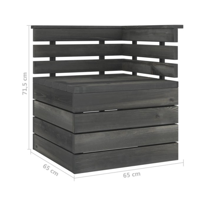 Canapé palette de jardin 2 places Gris foncé Bois de pin massif