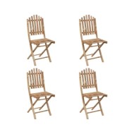 Mobilier à dîner d'extérieur pliable 5 pcs avec coussins Bambou