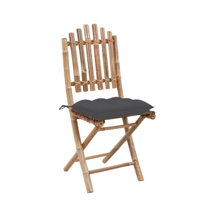 Mobilier à dîner d'extérieur pliable 5 pcs avec coussins Bambou