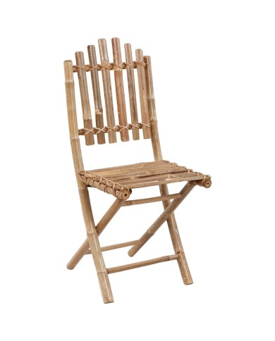 Mobilier à dîner d'extérieur pliable 5 pcs avec coussins Bambou