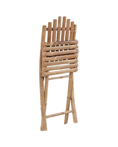 Mobilier à dîner d'extérieur pliable 5 pcs avec coussins Bambou
