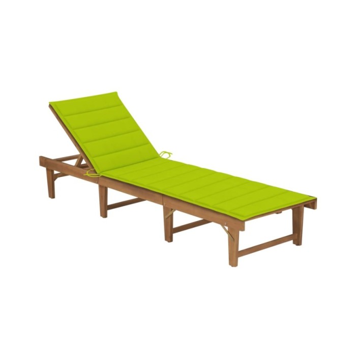 Chaise longue pliable avec coussin Bois d'acacia solide