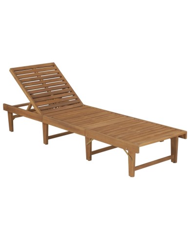 Chaise longue pliable avec coussin Bois d'acacia solide