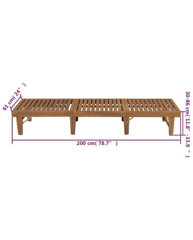 Chaise longue pliable avec coussin Bois d'acacia solide
