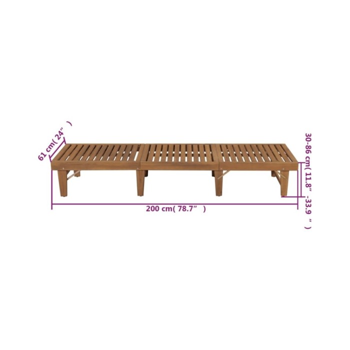 Chaise longue pliable avec coussin Bois d'acacia solide