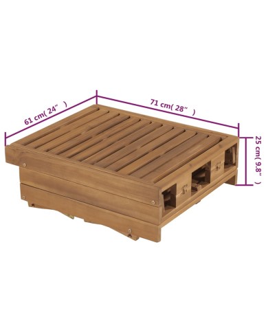 Chaise longue pliable avec coussin Bois d'acacia solide