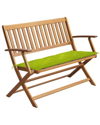 Banc de jardin avec coussin 120 cm Bois d'acacia massif