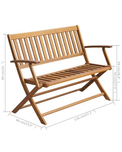 Banc de jardin avec coussin 120 cm Bois d'acacia massif