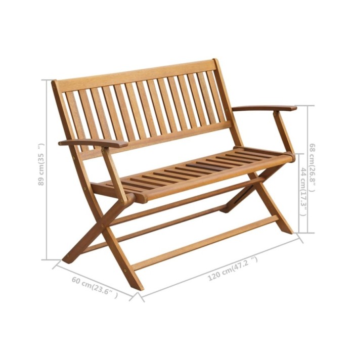 Banc de jardin avec coussin 120 cm Bois d'acacia massif