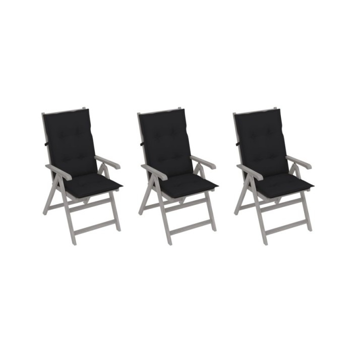 Chaises inclinables de jardin 3 pcs avec coussins Bois d'acacia