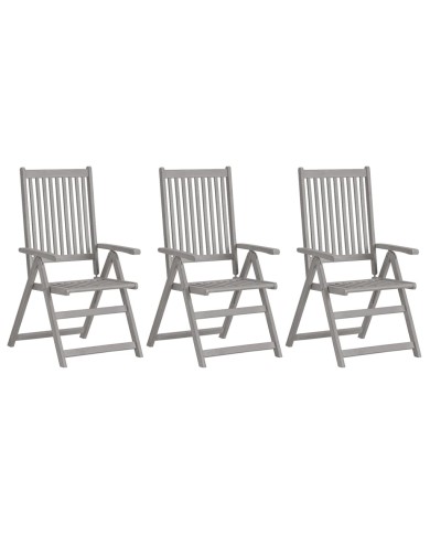 Chaises inclinables de jardin 3 pcs avec coussins Bois d'acacia