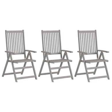 Chaises inclinables de jardin 3 pcs avec coussins Bois d'acacia