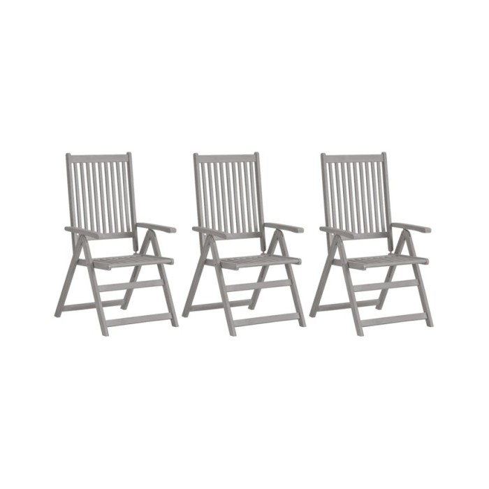 Chaises inclinables de jardin 3 pcs avec coussins Bois d'acacia