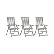 Chaises inclinables de jardin 3 pcs avec coussins Bois d'acacia