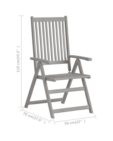 Chaises inclinables de jardin 3 pcs avec coussins Bois d'acacia