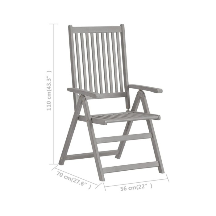 Chaises inclinables de jardin 3 pcs avec coussins Bois d'acacia