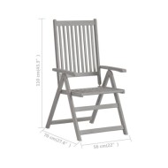 Chaises inclinables de jardin 3 pcs avec coussins Bois d'acacia