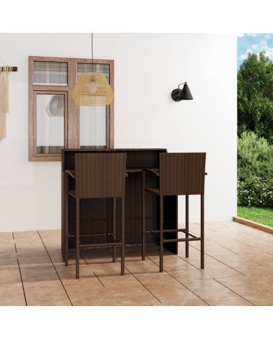 Ensemble de bar de jardin 3 pcs Marron