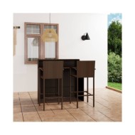 Ensemble de bar de jardin 3 pcs Marron