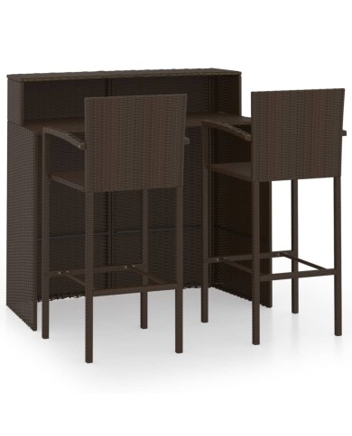 Ensemble de bar de jardin 3 pcs Marron