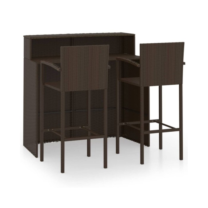 Ensemble de bar de jardin 3 pcs Marron