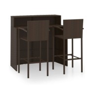 Ensemble de bar de jardin 3 pcs Marron