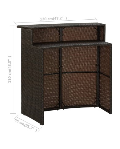 Ensemble de bar de jardin 3 pcs Marron