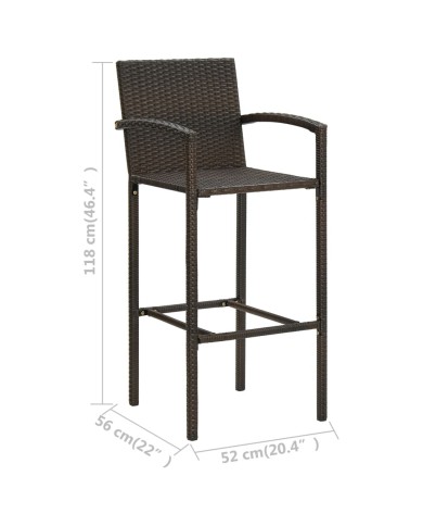 Ensemble de bar de jardin 3 pcs Marron