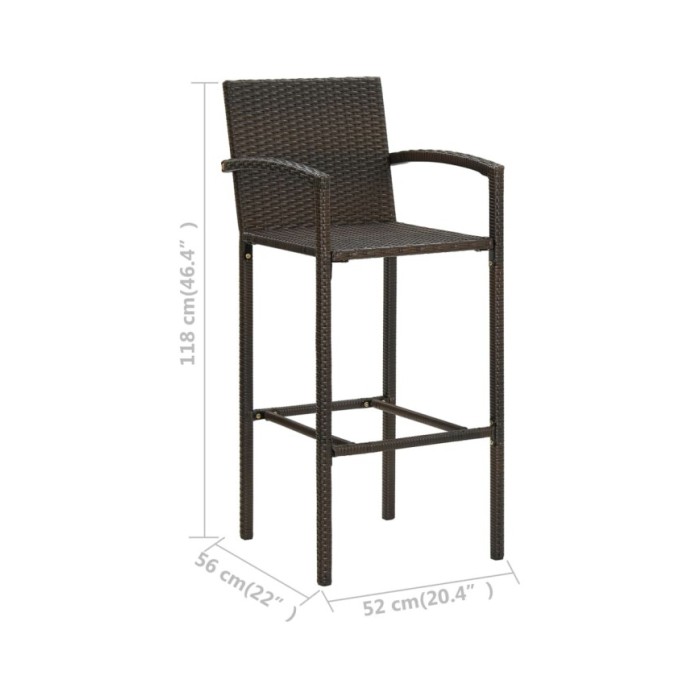Ensemble de bar de jardin 3 pcs Marron