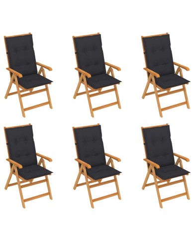 Chaises de jardin 6 pcs avec coussins anthracite Bois de teck