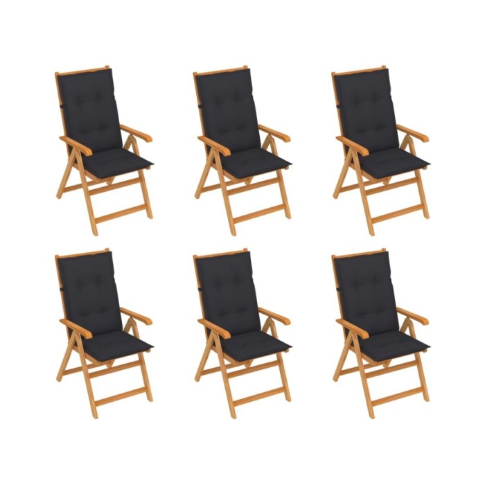Chaises de jardin 6 pcs avec coussins anthracite Bois de teck