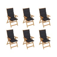 Chaises de jardin 6 pcs avec coussins anthracite Bois de teck