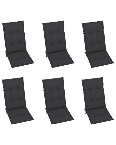 Chaises de jardin 6 pcs avec coussins anthracite Bois de teck