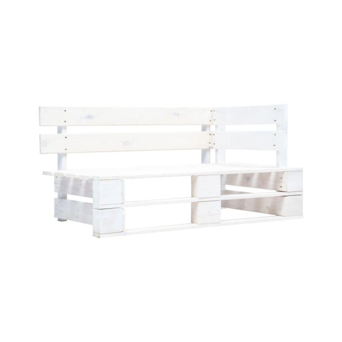 Canapé palette 2 places avec coussins Pin imprégné de blanc