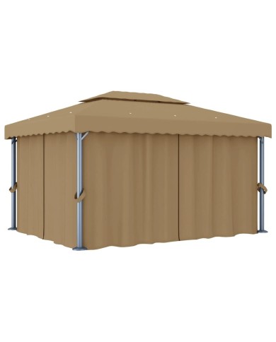 Tonnelle avec rideau 4x3 m Taupe Aluminium