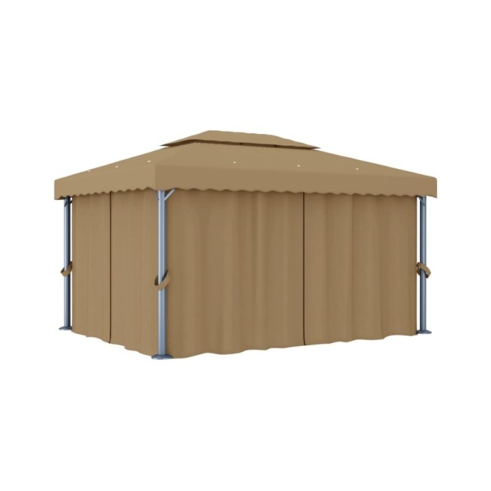 Tonnelle avec rideau 4x3 m Taupe Aluminium