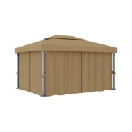 Tonnelle avec rideau 4x3 m Taupe Aluminium